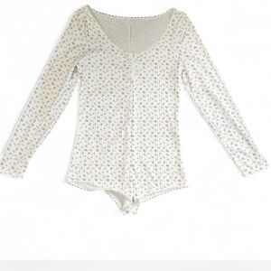 Coquette white Floral Long Sleeve Bodysuit